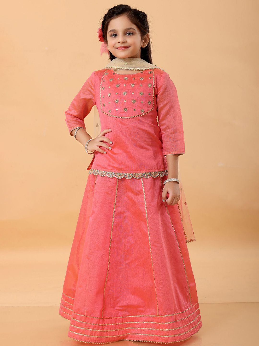 MASTARANG Girls Embroidered Ready to Wear Lehenga & Blouse With Dupatta-image-34