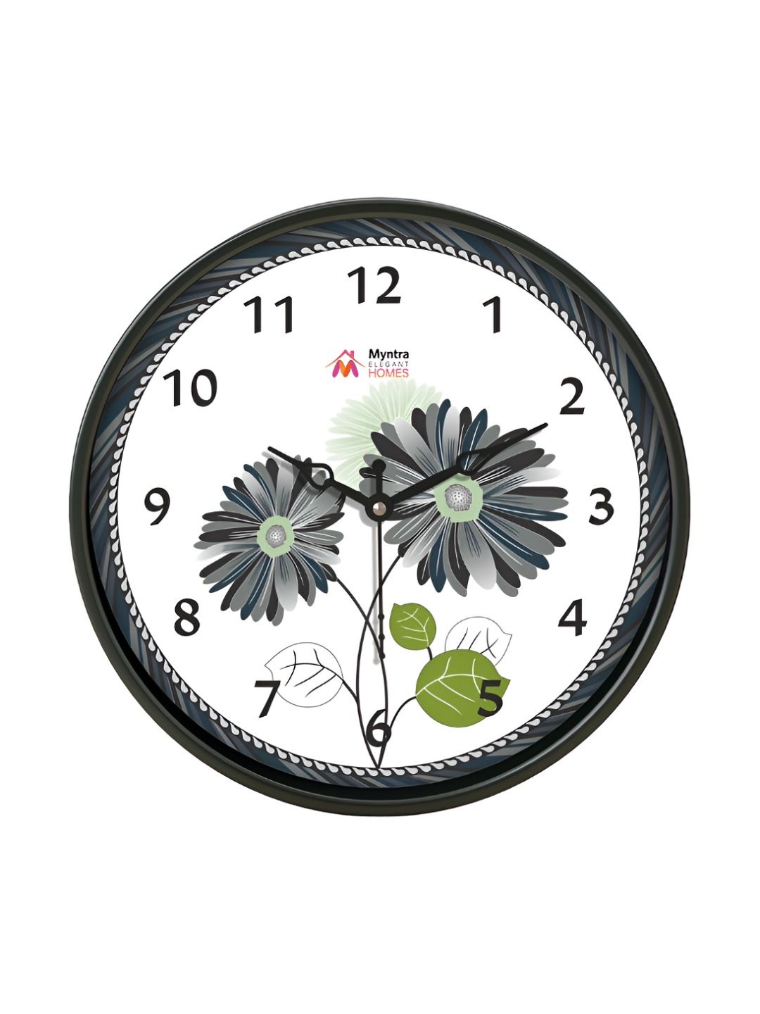 Myntra Elegant Homes White & Black Printed Analogue Round Contemporary Wall Clock-picture-37