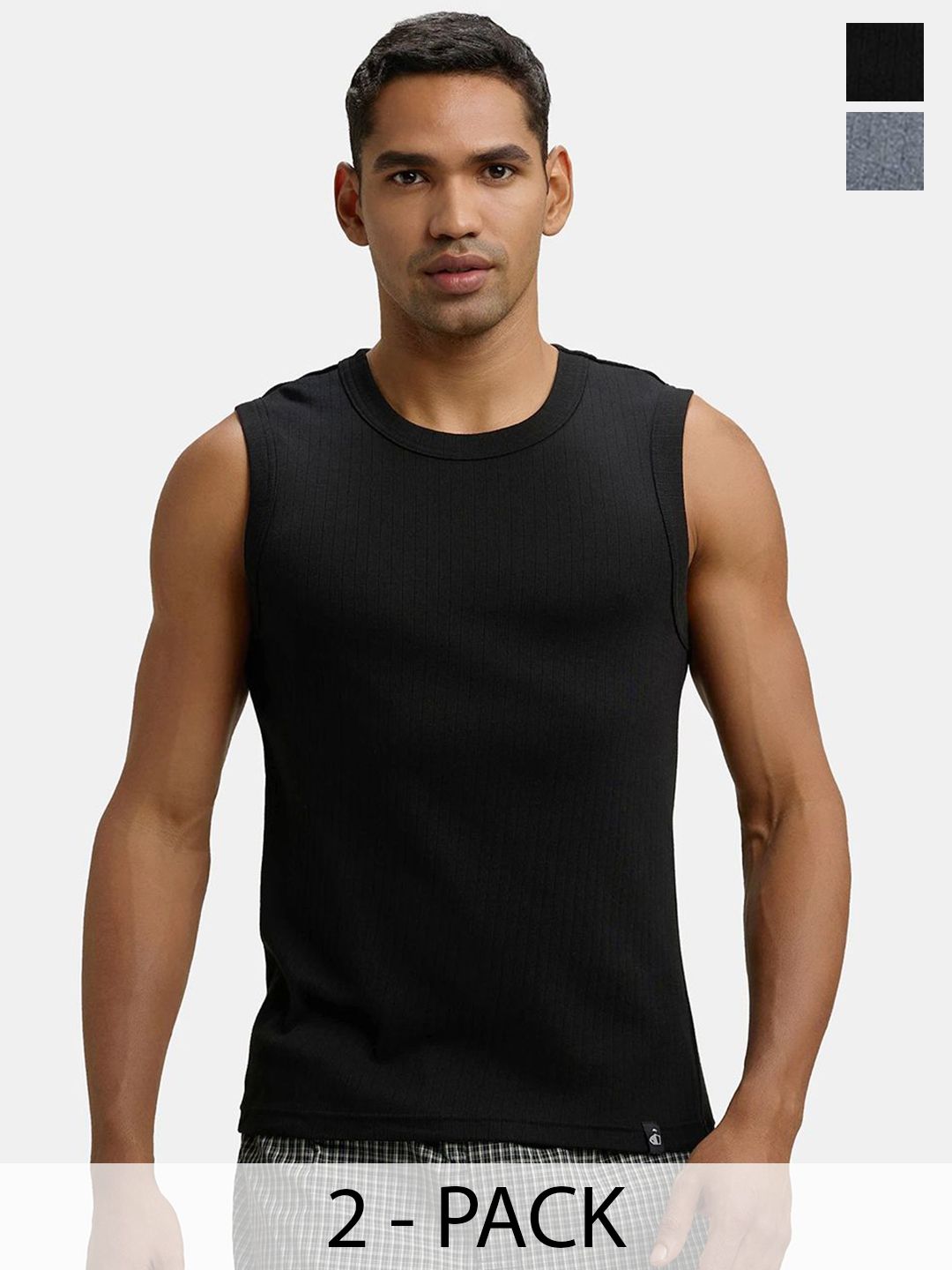 Jockey Pack of 2 Super Combed Cotton Rib Solid Round Neck Muscle Vest - 9930-image-23