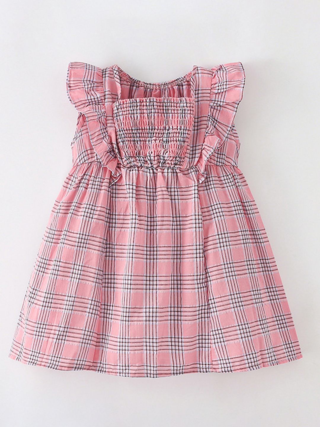 Xsole Girls Checked Smocked Fit & Flare Dress-picture-57