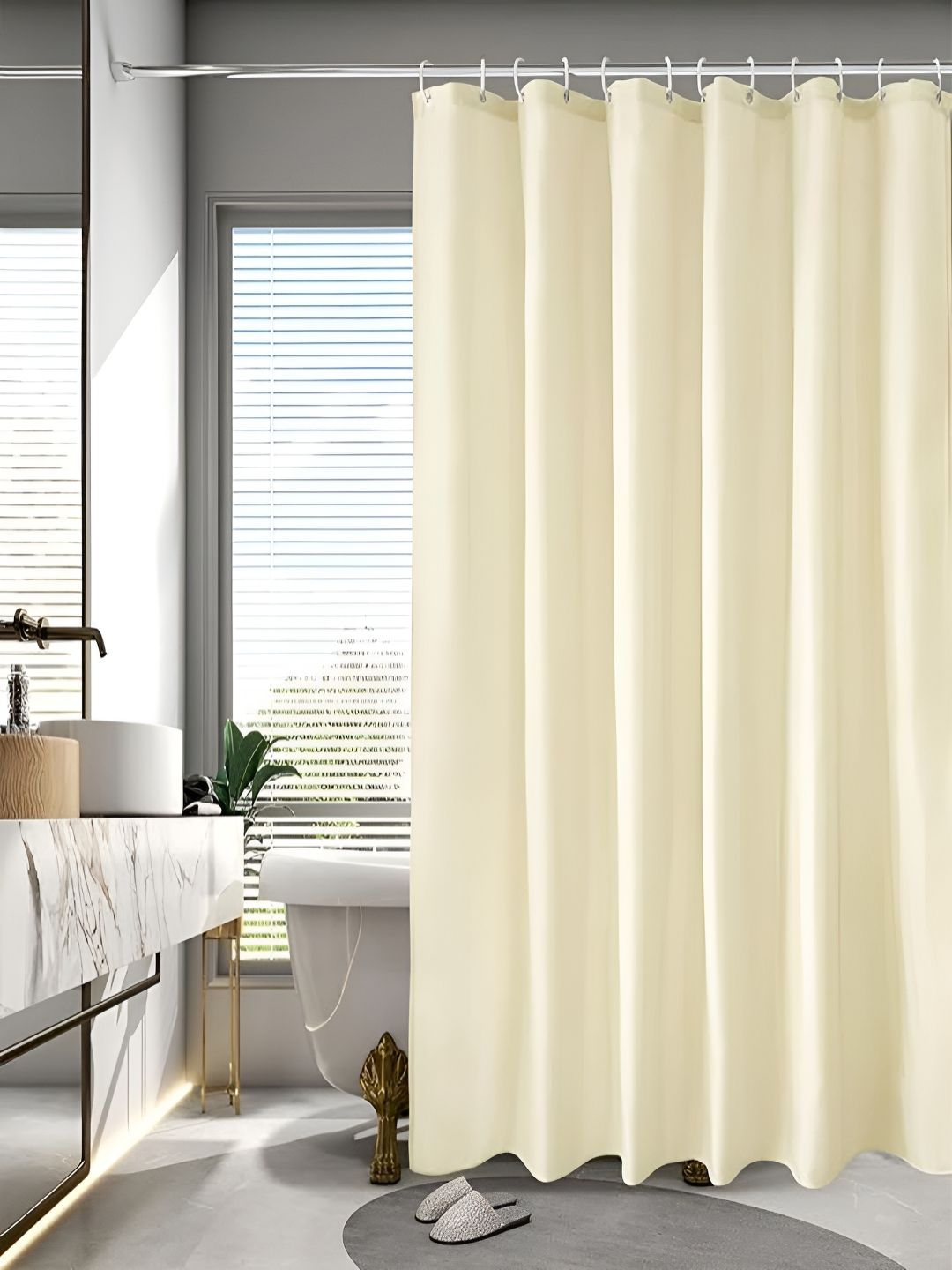homewards Cream-Coloured Antibacterial Waterproof ShowerCurtains