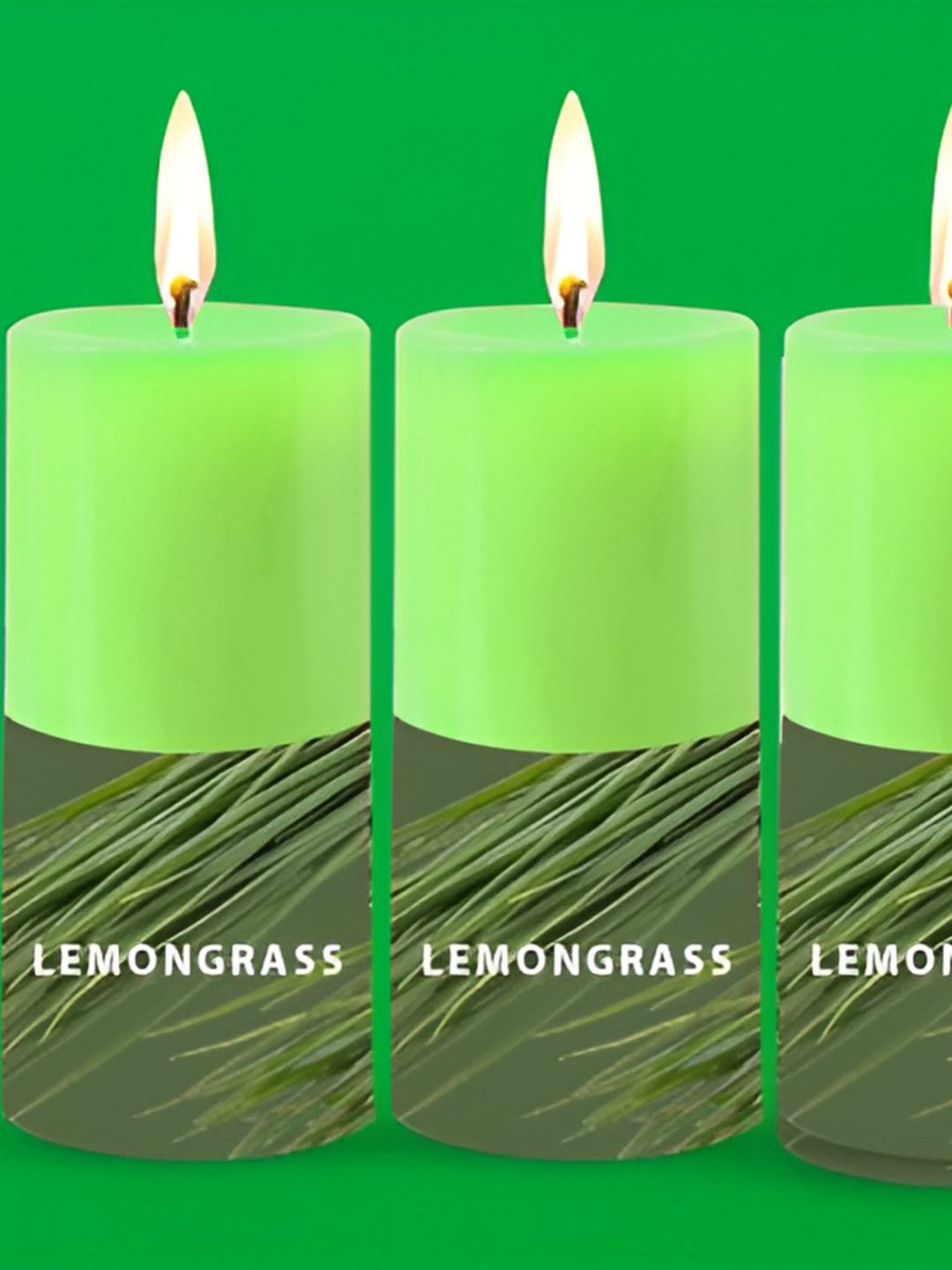 PEEPALCOMM Green Set of 3 Pillar Candle-picture-13