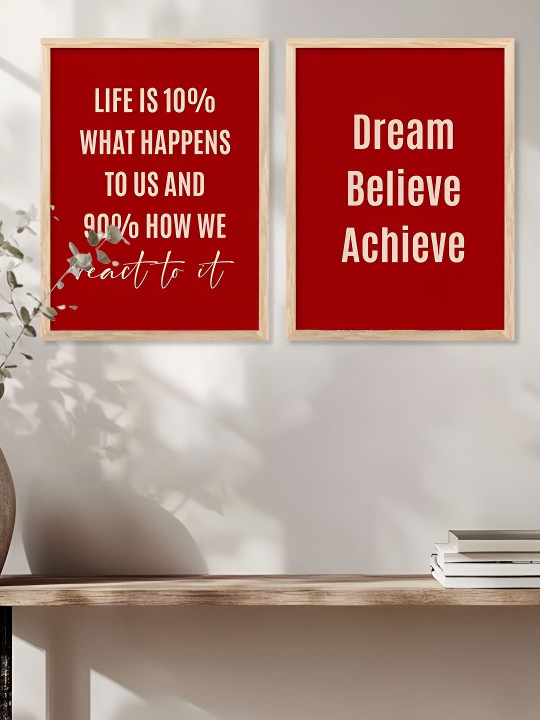 Kotart Red & White 2 Pieces Motivational Quotes Wooden Wall Arts-picture-16