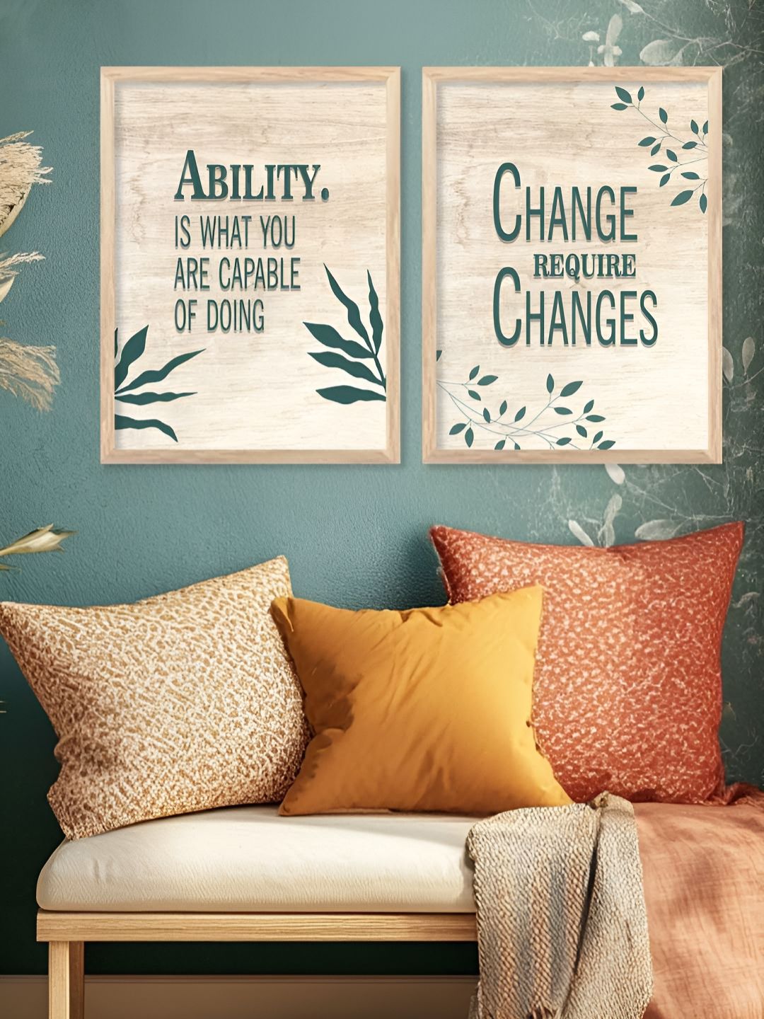Kotart Brown & Green 2 Pieces Wooden Motivational Quotes Wall Arts-picture-19