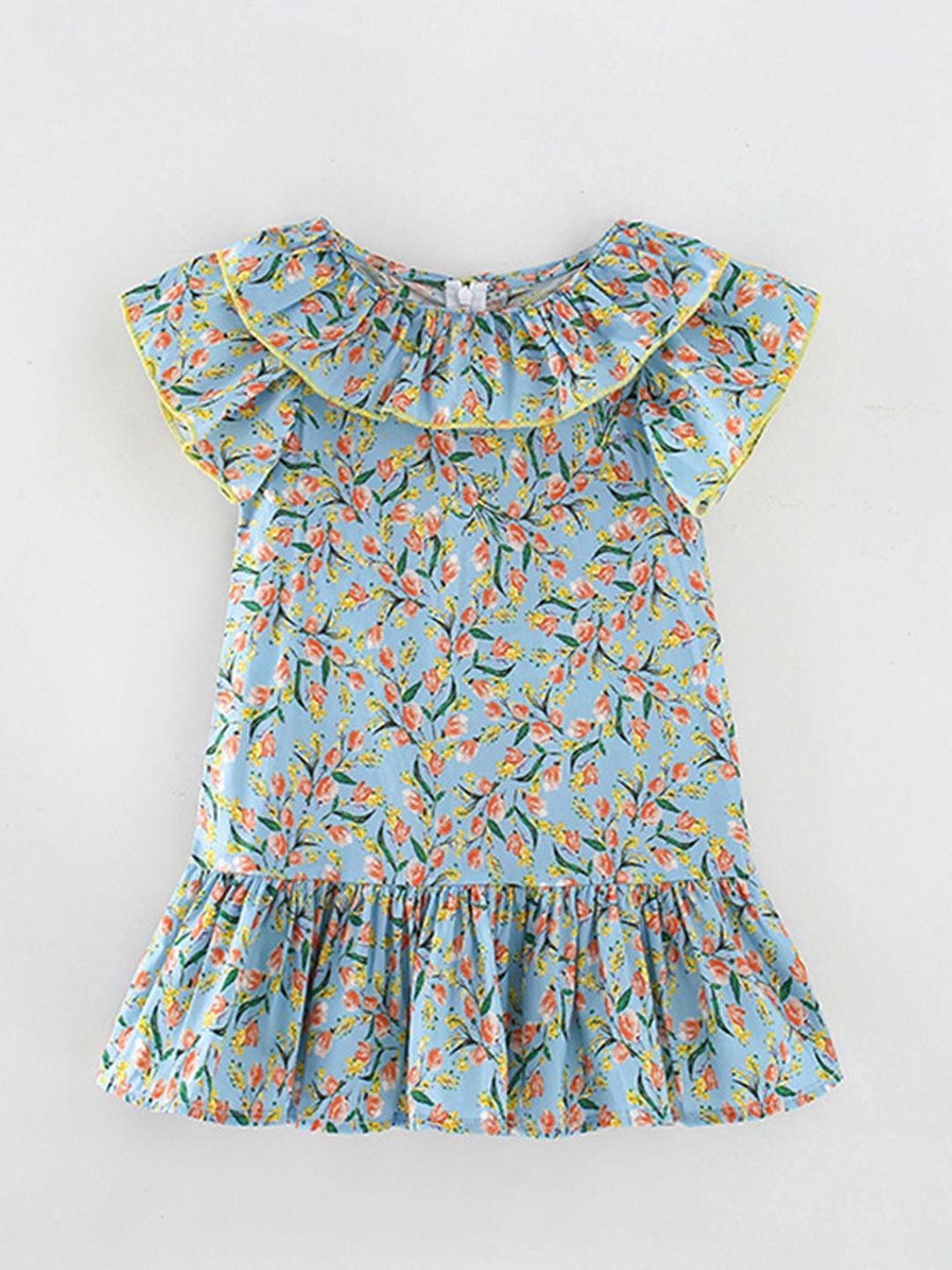 Xsole Girls Ethnic Motifs Printed Ruffles Fit & Flare Dress-picture-26