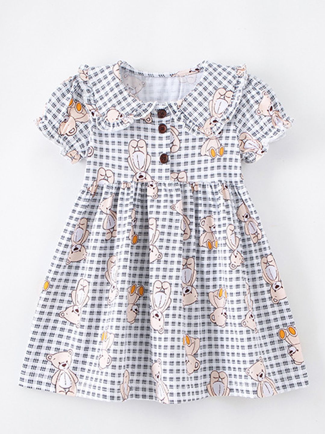 Xsole Girls Checked Shirt Collar Fit & Flare Dress-picture-37