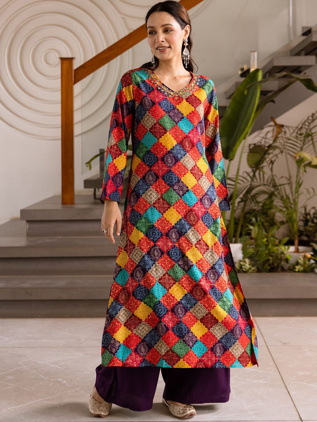 Nehamta Women Ethnic Motifs Embroidered Kurta with Palazzo