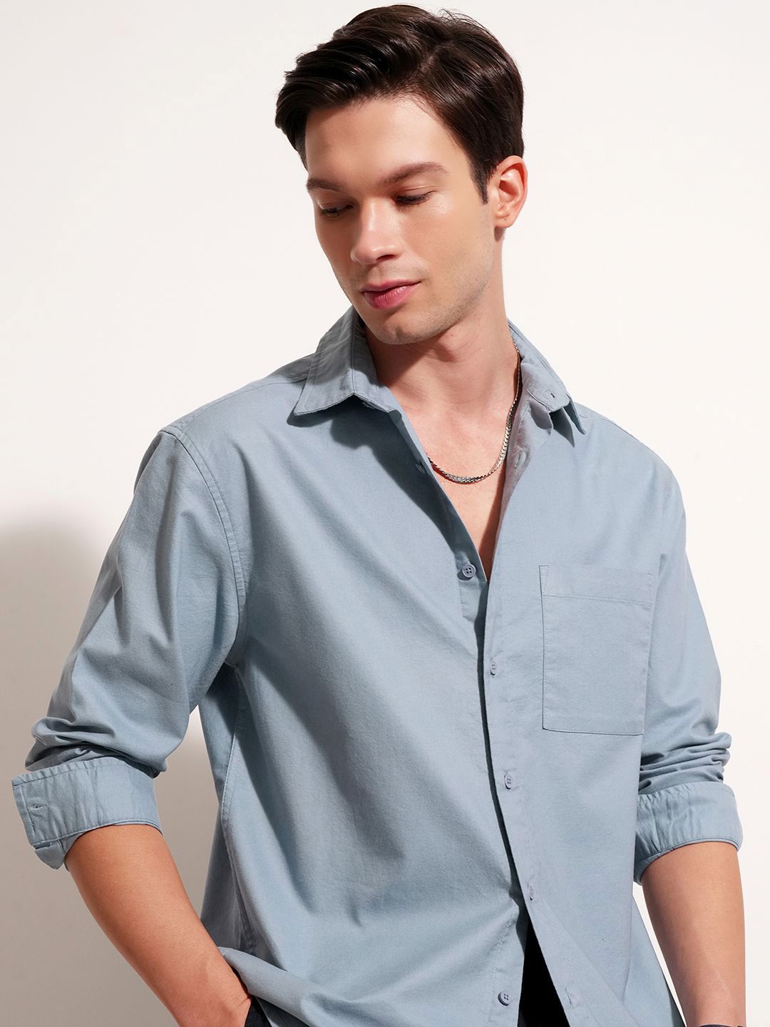 HIGHLANDER Cutaway Collar Long Sleeves Cotton Shirt-picture-12