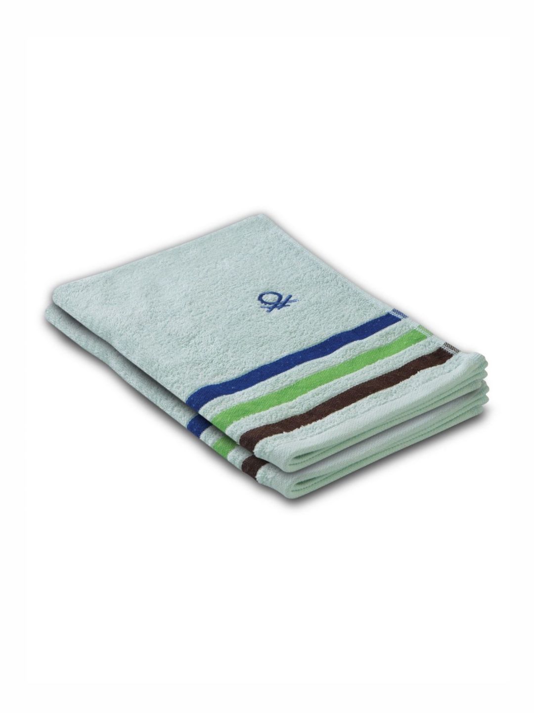 United Colors of Benetton 2-Pcs Blue Striped 450 GSM Cotton Hand Towel