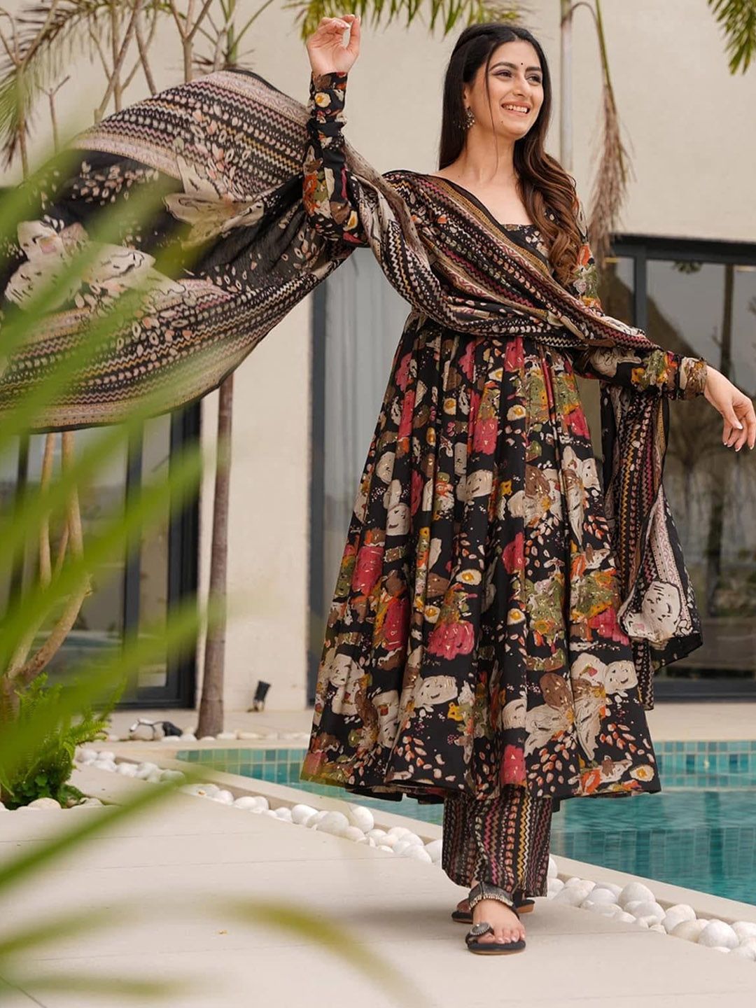 Anni Designer Women Floral Printed Regular Kurta With Palazzos & Dupatta