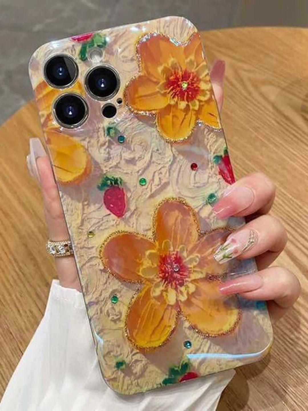 CASE CREATION Floral Printed iPhone 15 Pro Back Case Mobile Accessories-picture-47