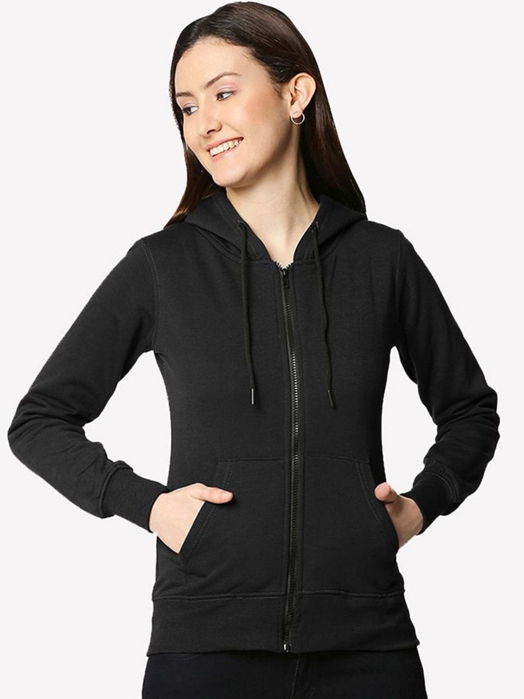 The Roadster Lifestyle Co Women Solid Hooded Long Sleeves Zipper Regular Sweatshirt-image-27