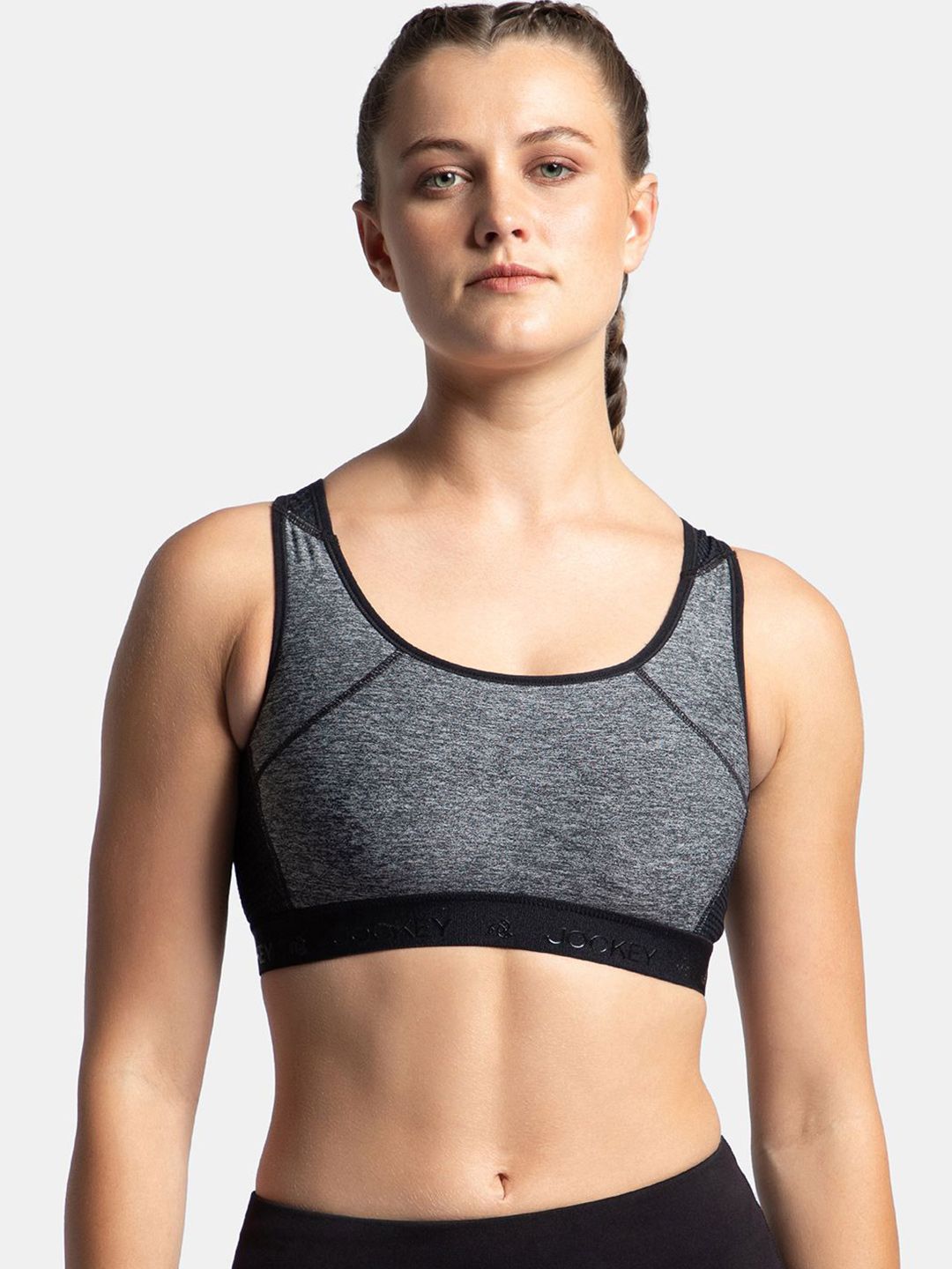 Jockey Wirefree Padded Tactel Nylon Full Coverage Racerback Styling Sports Bra - AP20-image-38