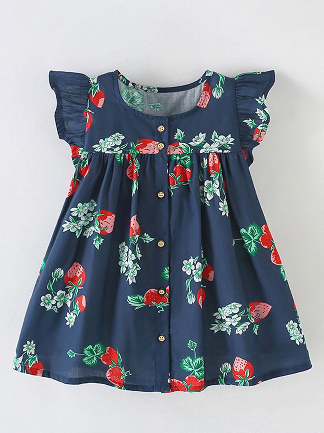 Xsole Girl's Graphic Printed Flutter Sleeve Fit & Flare Dress-picture-52