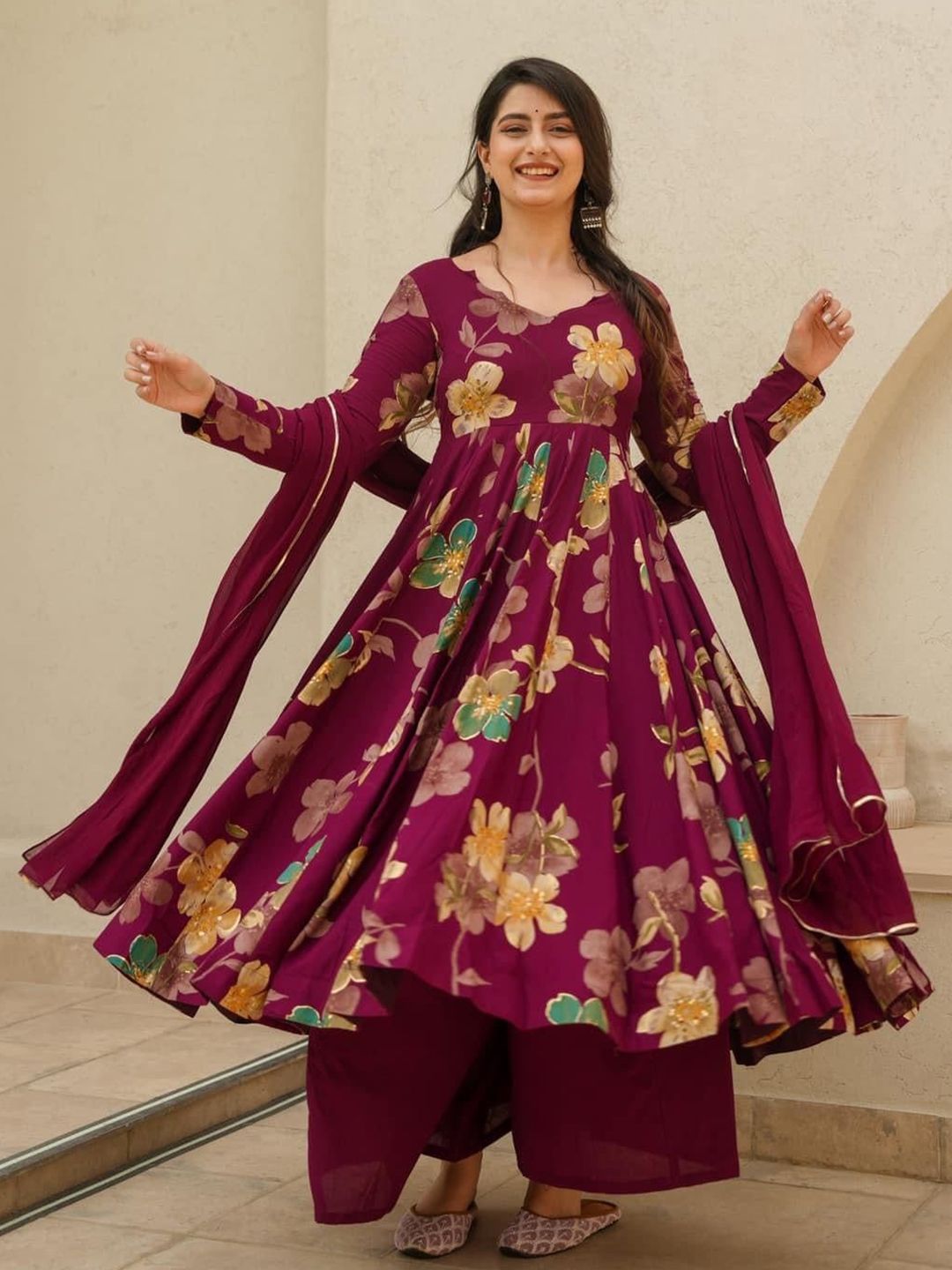 Anni Designer Women Floral Printed Regular Kurta with Palazzos & Dupatta