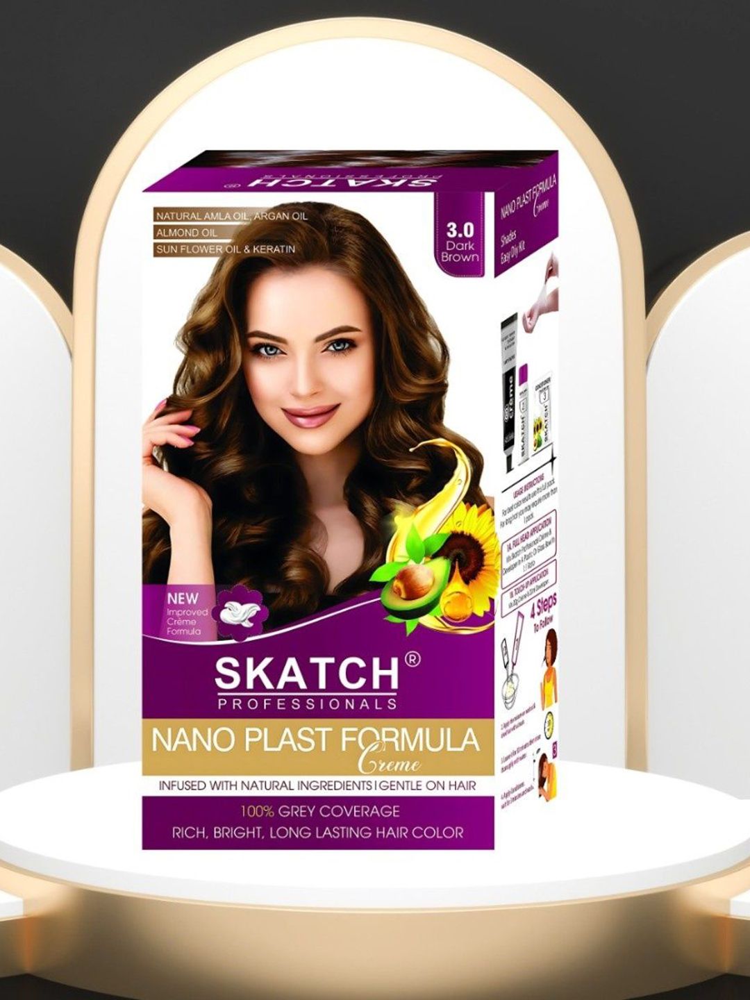 SKATCH PROFESSIONALS Nano Plast Formula 100% Grey Coverage Hair Color - 100 g-Dark Brown-image-49