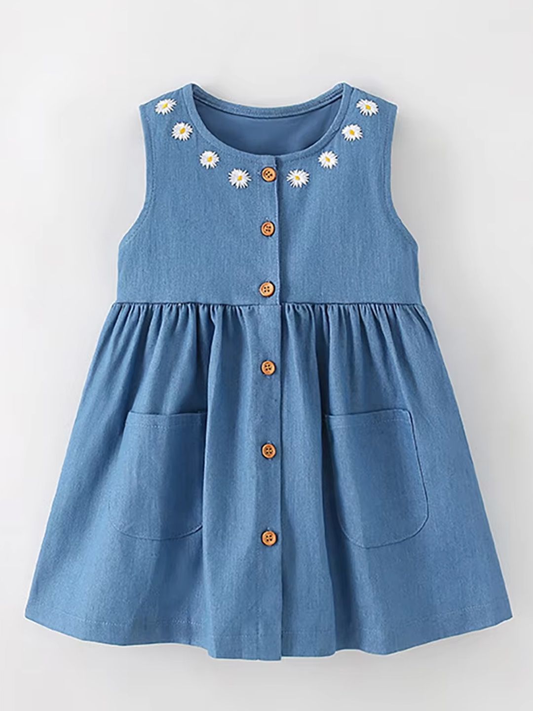 Xsole Girls Solid Embroidered Fit & Flare Dress-picture-20