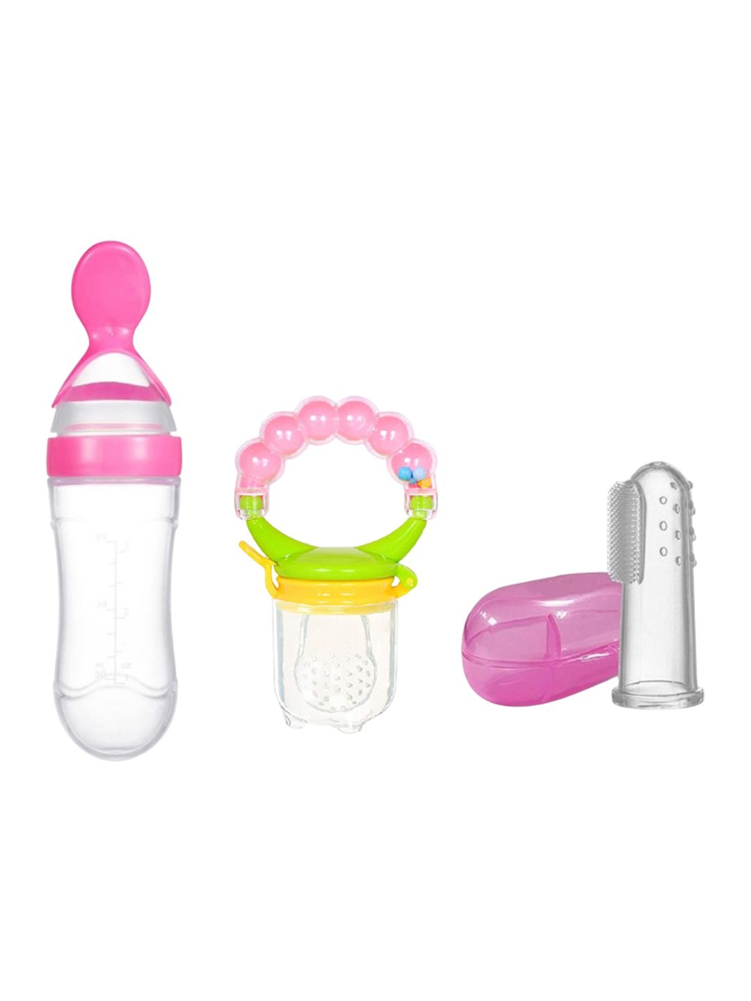 Joy Buzz Kids Set Of 3 Baby Spoon Feeder Fruit Feeder & Finger Toothbrush - Pink-picture-57