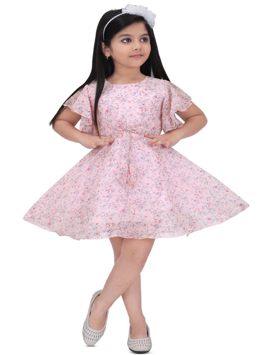 BARKAT DESIGNING PLANET Floral Print Flared Sleeve Chiffon Fit & Flare Dress-picture-36