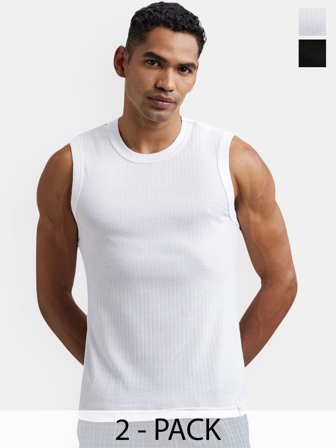Jockey Pack of 2 Super Combed Cotton Rib Solid Round Neck Muscle Vest - 9930-image-46