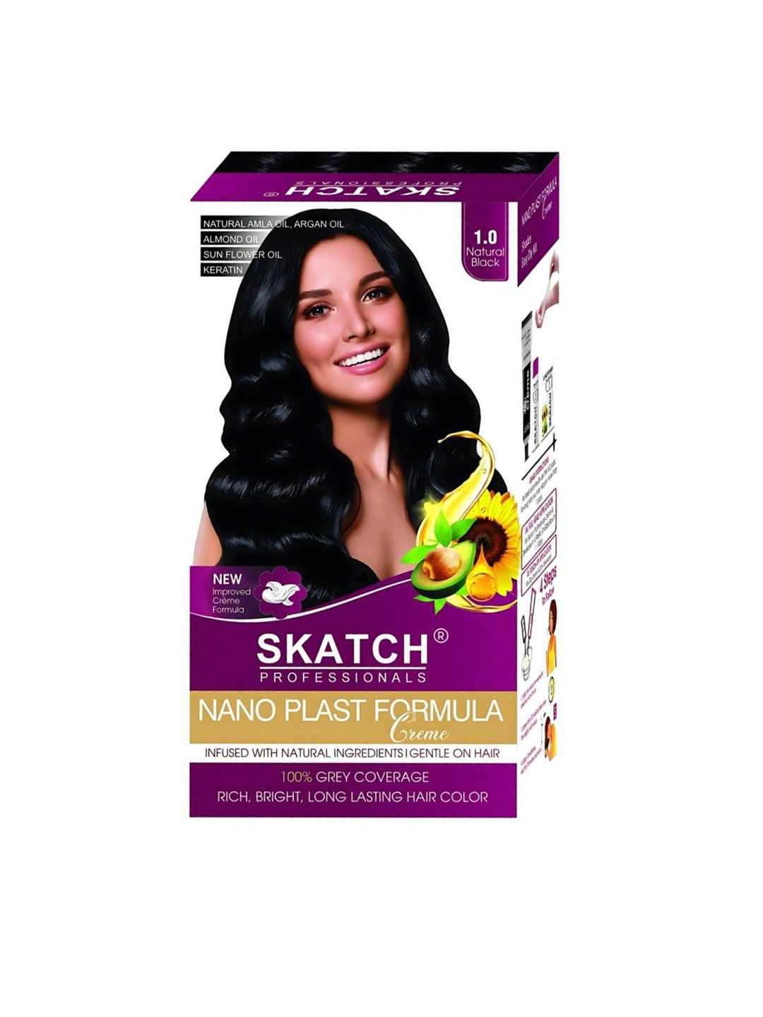 SKATCH PROFESSIONALS Nano Plast Formula Grey Coverage Hair Color - 100 g - Black-image-44