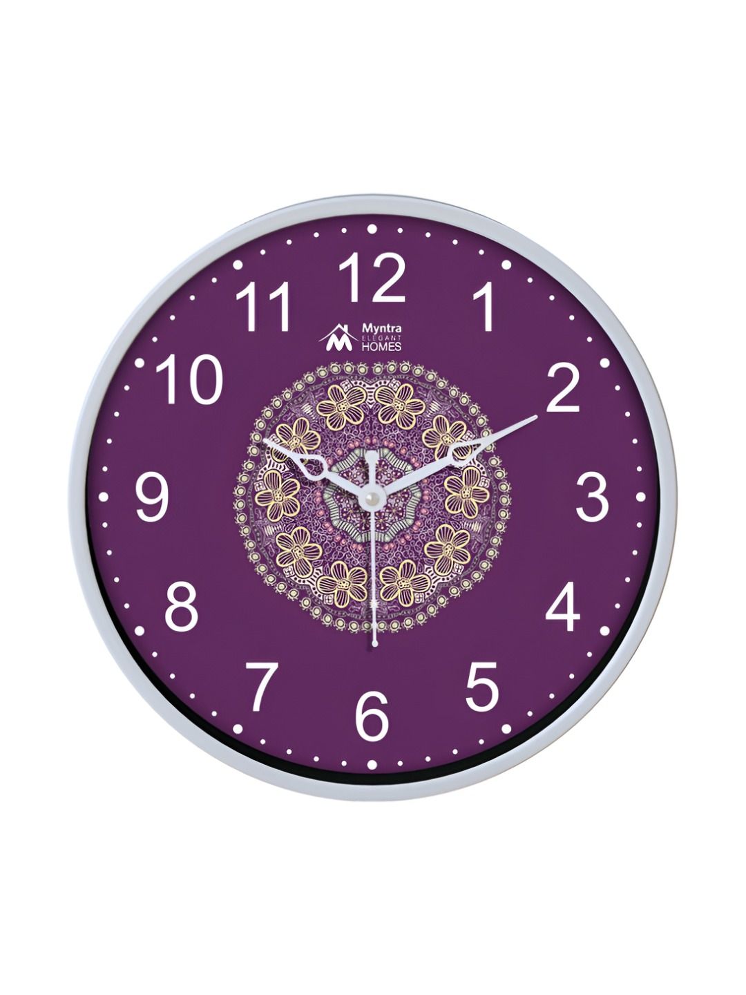 Myntra Elegant Homes Purple Printed Analogue Contemporary Round Wall Clock-image-42