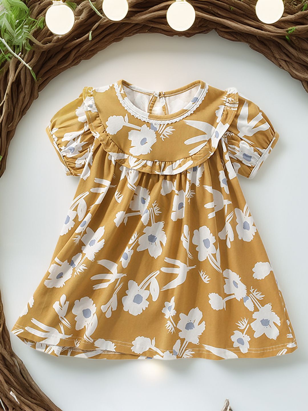 Xsole Girls Floral Printed Gathered or Pleated Fit & Flare Dress-picture-32