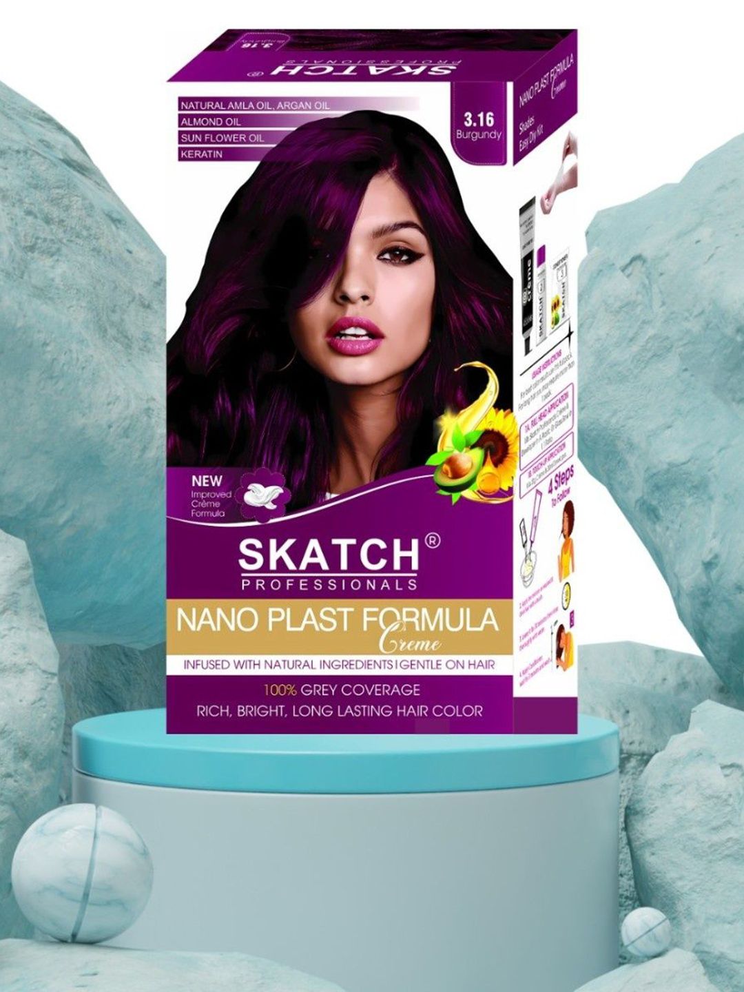 SKATCH PROFESSIONALS Nano Plast Formula Hair Color- 100 g - Burgundy-image-31