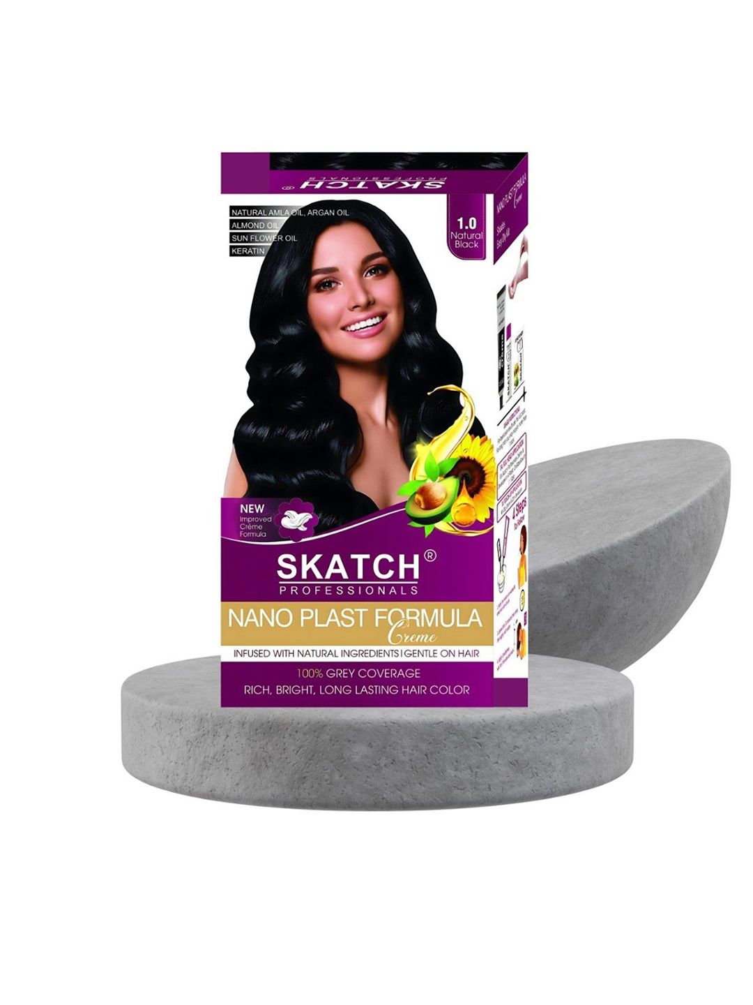 SKATCH PROFESSIONALS Nano Plast Formula Grey Coverage Hair Color - 100 g - Black-image-46