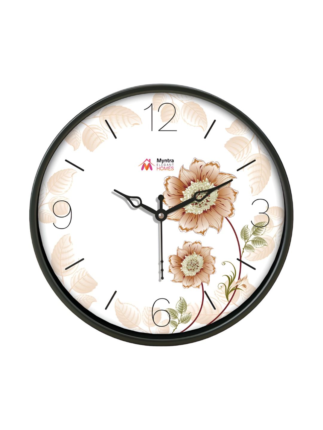 Myntra Elegant Homes White & Brown Printed Traditional Wall Clock-picture-28