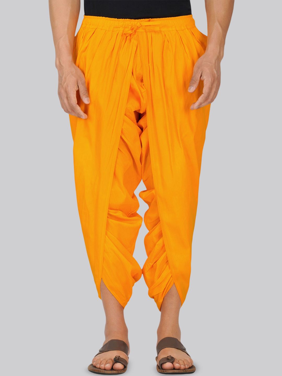 Fressia Fabrics Men Solid Cowl Pure Cotton Dhoti-image-3