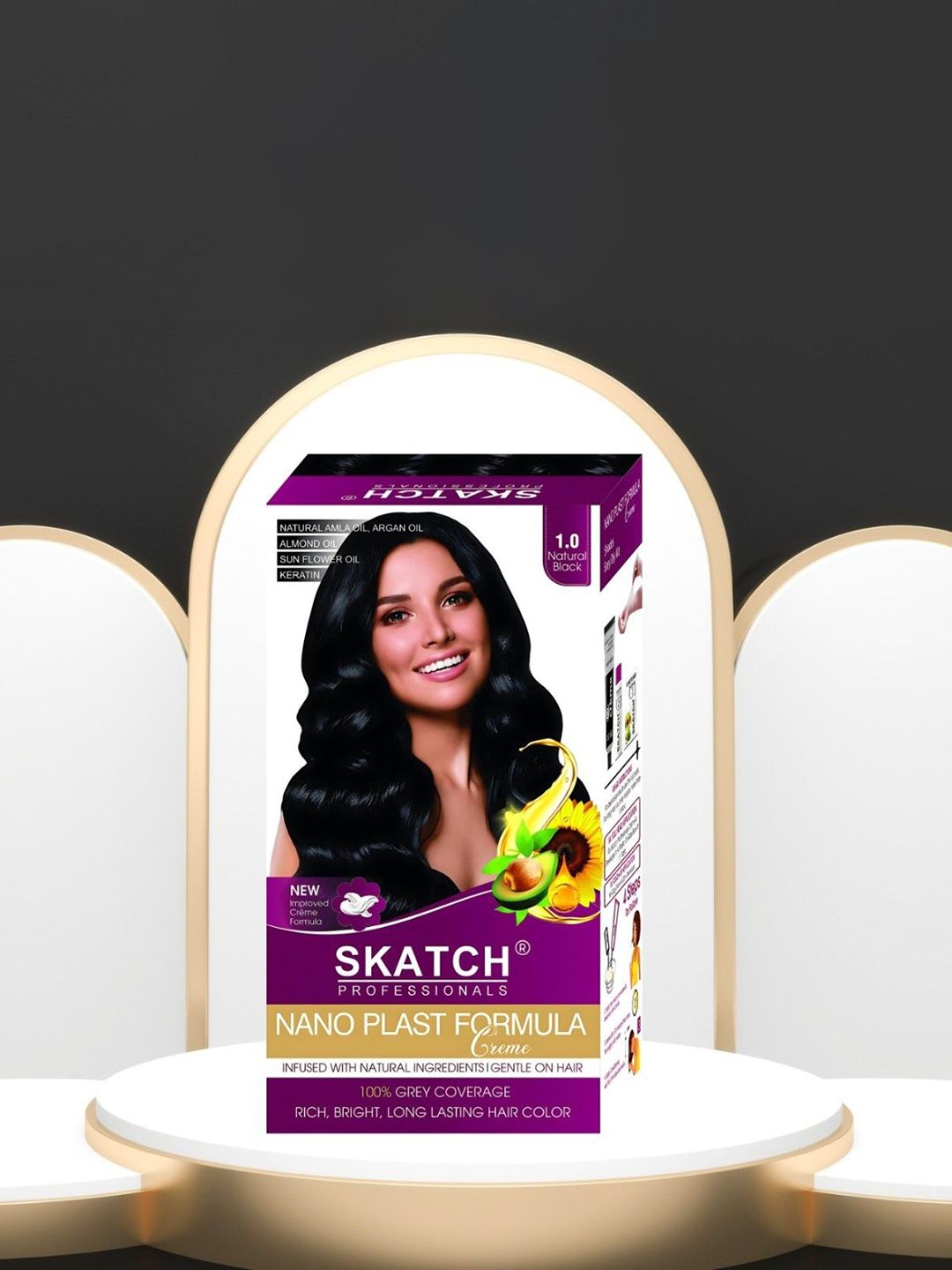 SKATCH PROFESSIONALS Nano Plast Formula 100% Grey Coverage Hair Color - 100 g -Black-image-2
