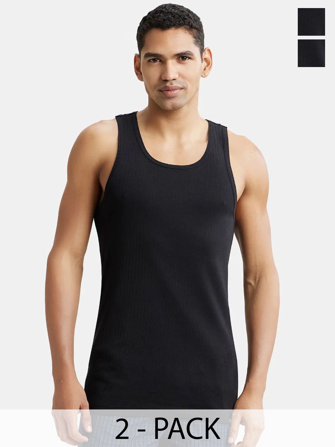 Jockey Pack of 2 Super Combed Cotton Rib Round Neck with Racerback Gym Vest - 9922