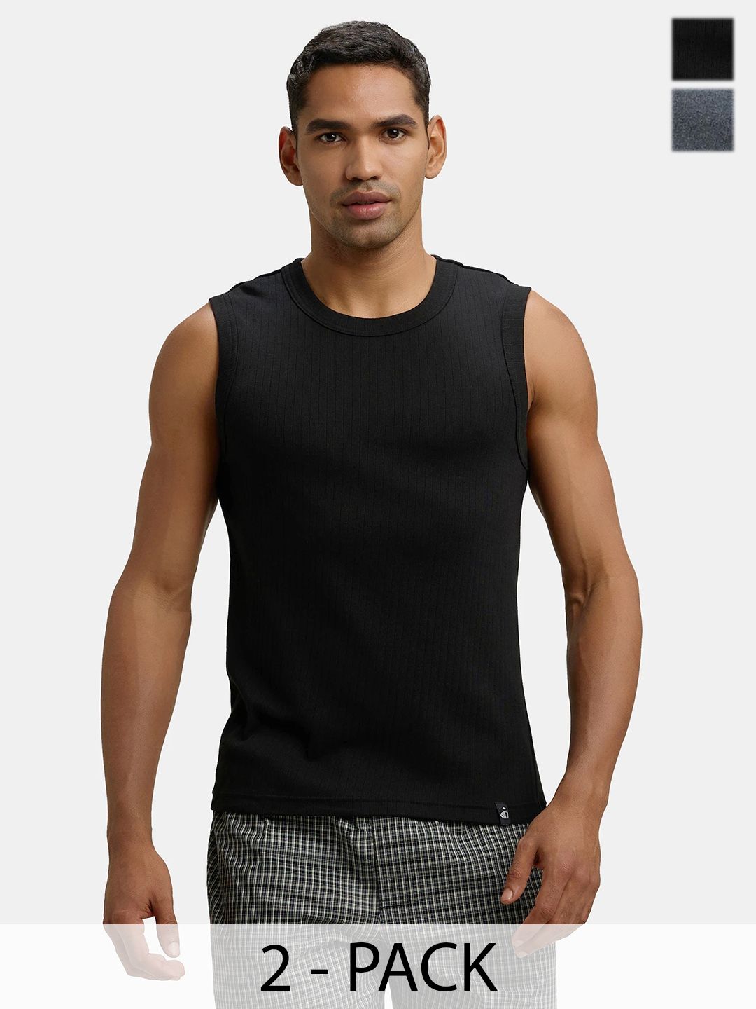 Jockey Pack of 2 Super Combed Cotton Rib Solid Round Neck Muscle Vest - 9930-picture-29