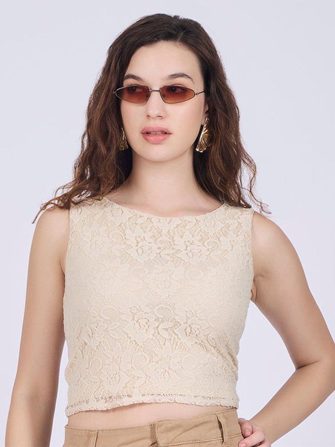 Outzidr Self Design Fitted Crop Top-picture-35