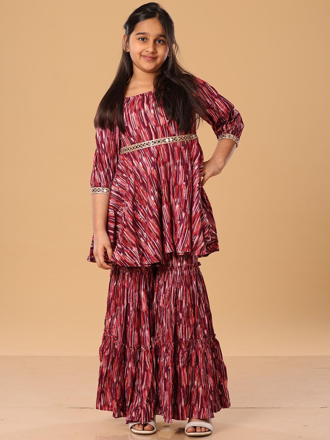 The Mini Trunk Girls Abstract Printed Kurti with Sharara-picture-19