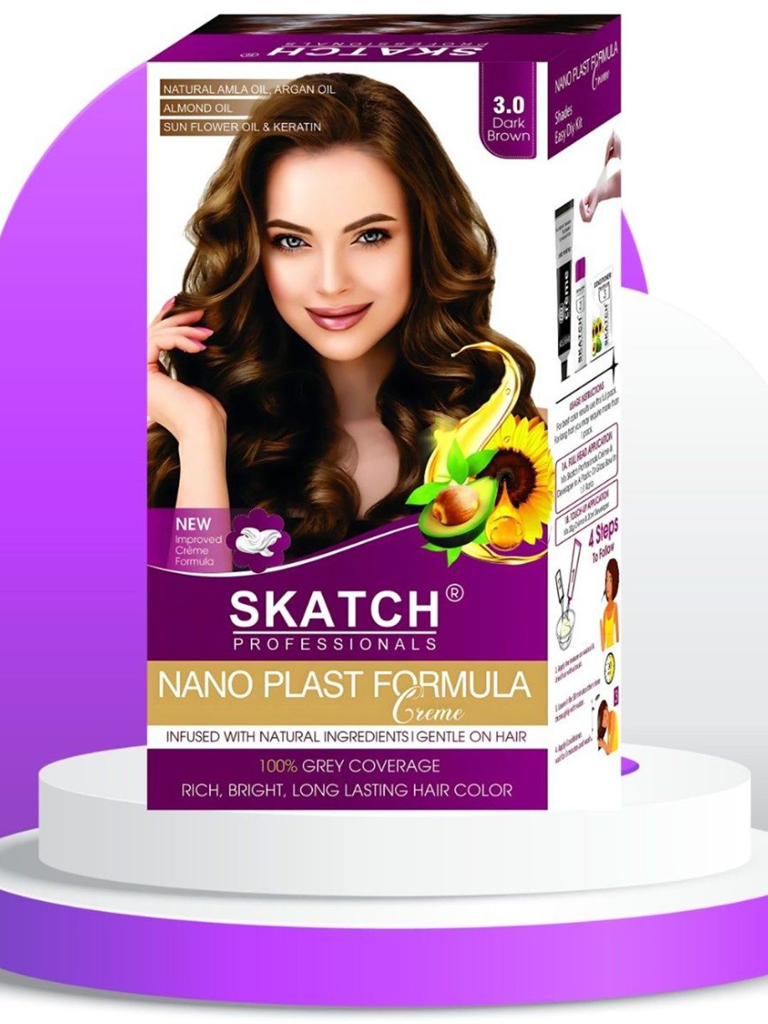 SKATCH PROFESSIONALS Nano Plast Formula Grey Coverage Hair Color - Dark Brown-image-40