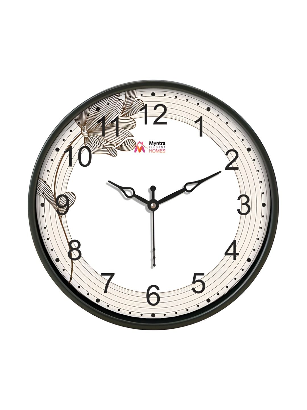 Myntra Elegant Homes White & Brown Printed Analogue Contemporary Round Wall Clock-image-16