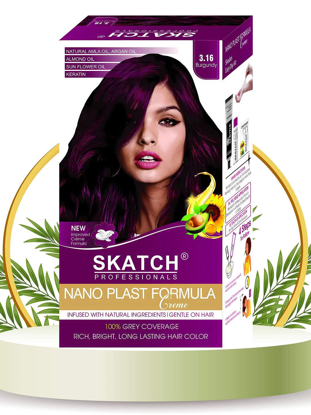 SKATCH PROFESSIONALS Grey Coverage Hair Colour- 100g Burgundy-image-47