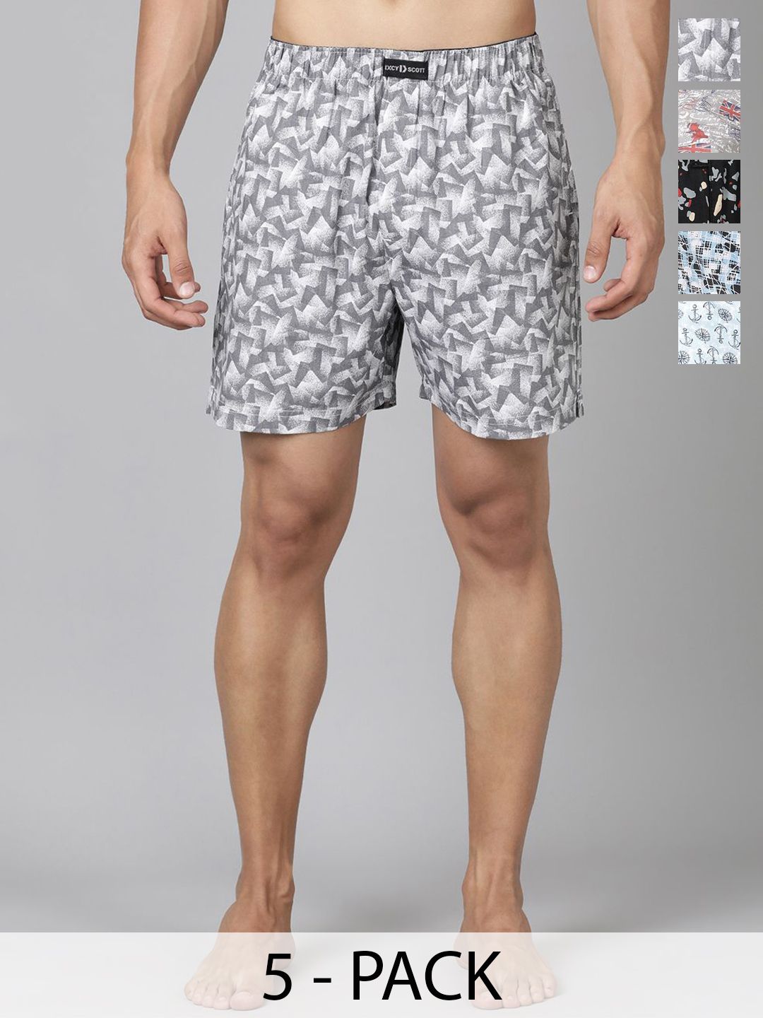 DIXCY SCOTT MAXIMUS Men Pack Of 5 Printed Lounge Shorts