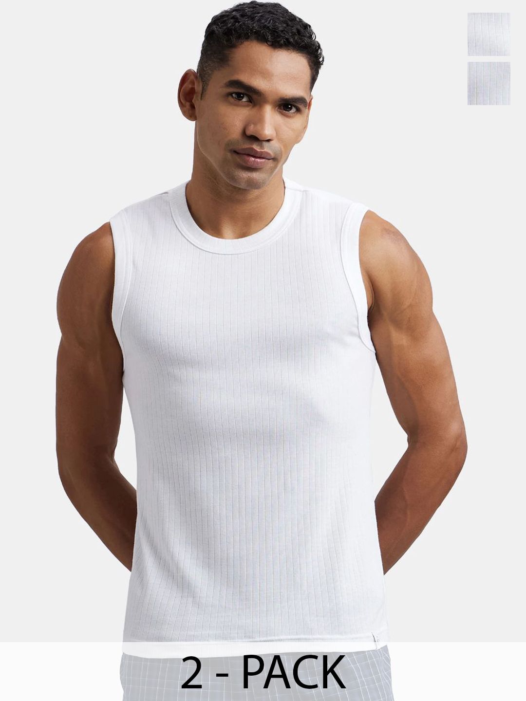 Jockey Pack of 2 Super Combed Cotton Rib Solid Round Neck Muscle Vest - 9930-picture-38
