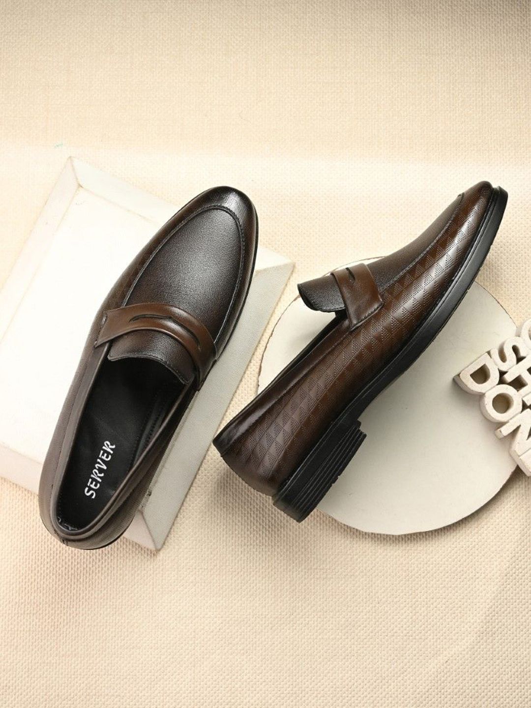 SERVER Men Textured Formal Slip-Ons-picture-14