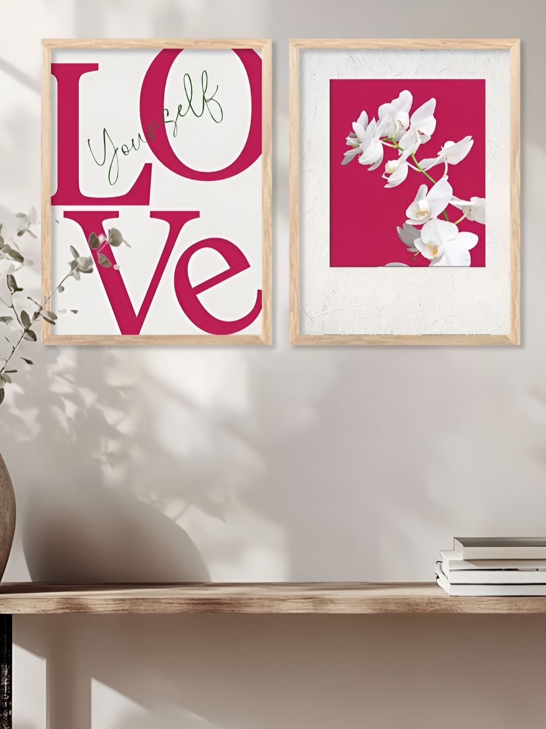 Kotart White & Pink 2 Pieces Floral and Botanical Wooden Wall Arts-picture-37