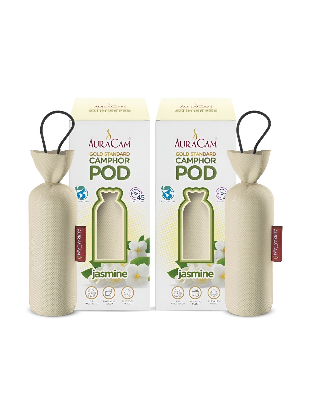 AuraCam 2Pcs Off White Gold Standard Camphor Pod Cone Jasmine Air Fresheners-image-46