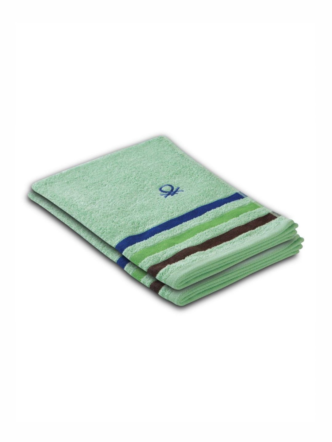 United Colors of Benetton 2-Pcs Green Striped 450GSM Hand Towel