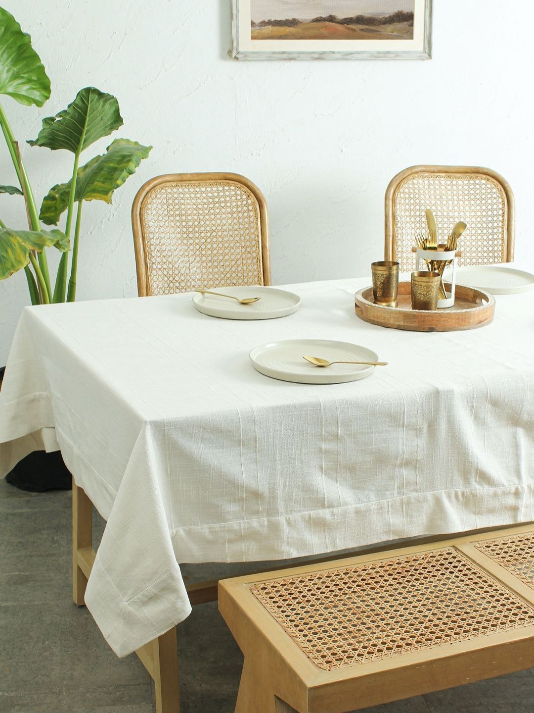 House This Beige Floral Cotton 4-Seater Table Cover-picture-30