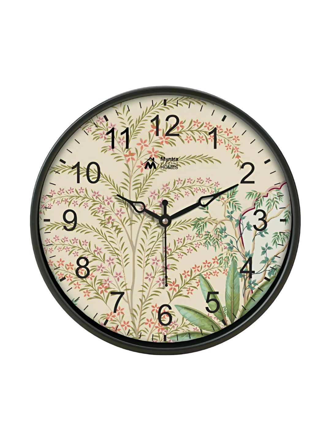 Myntra Elegant Homes Green & Black Printed Analogue Round Contemporary Wall Clock-picture-10