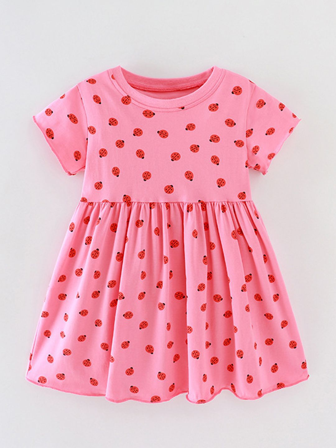 Xsole Girls Graphic Print Round Neck Fit & Flare Above Knee Dress-picture-12