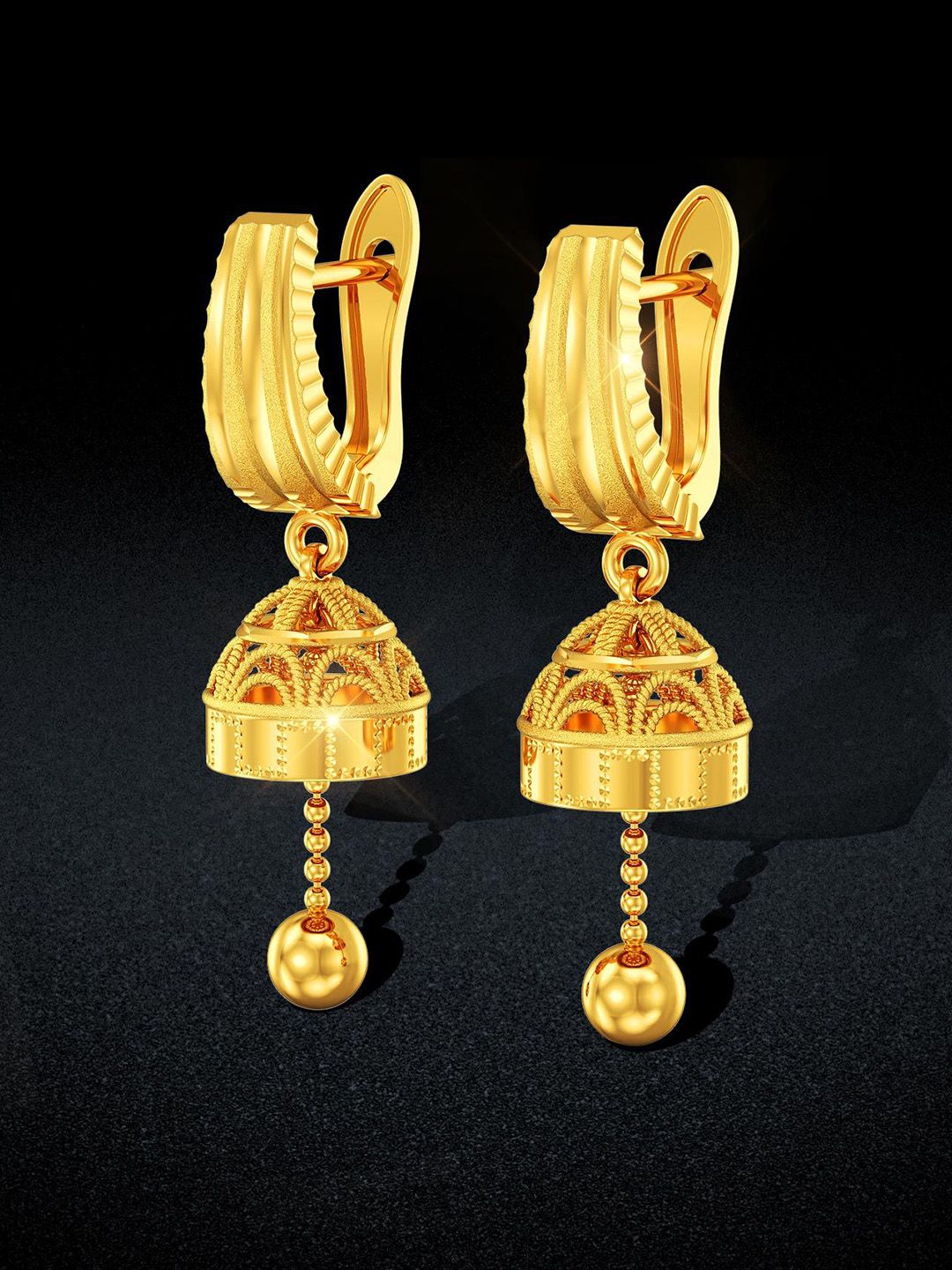 Joyalukkas 22KT Gold Artisan Textured Hoop Earrings-picture-12