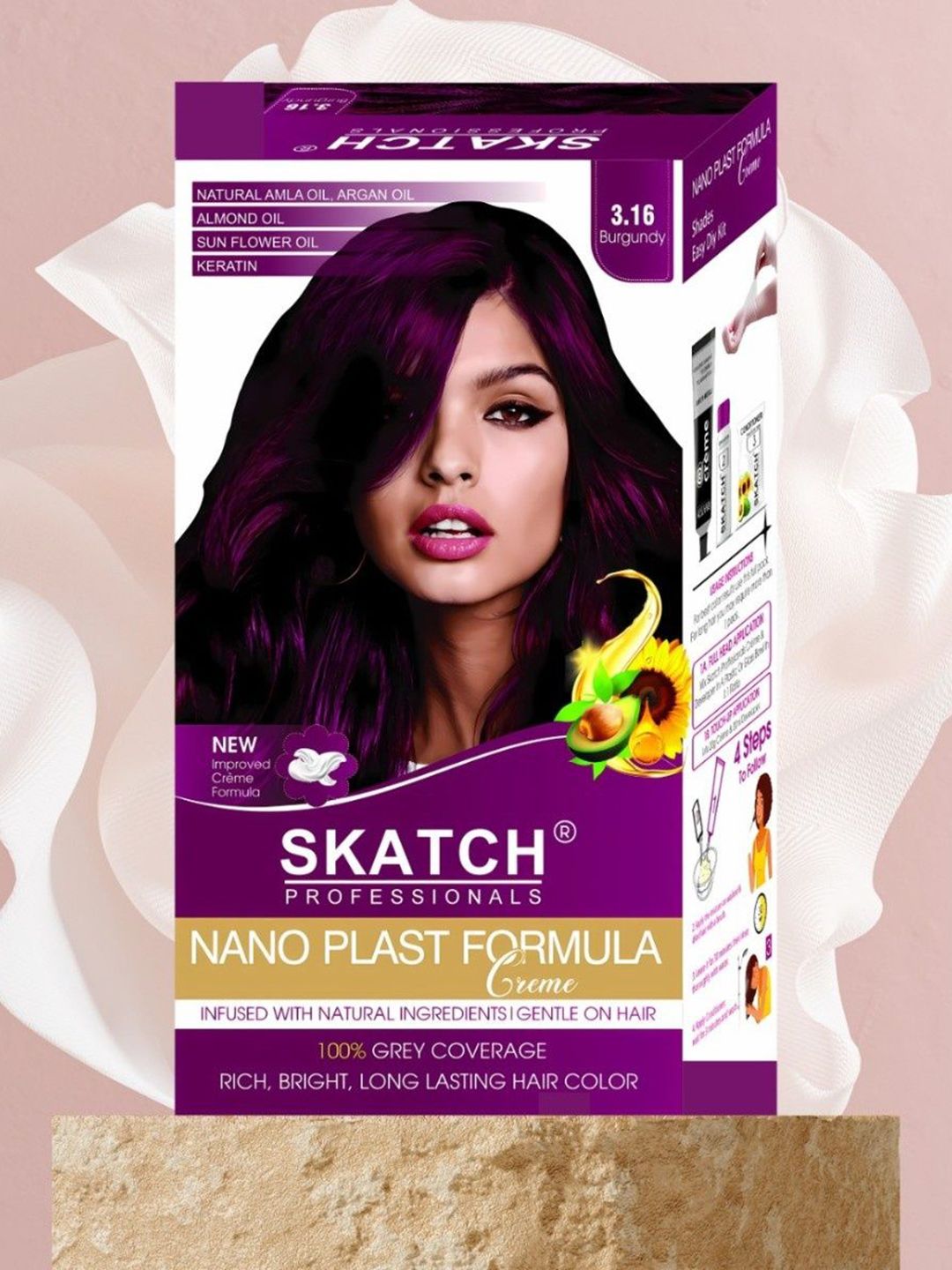 SKATCH PROFESSIONALS Nano Plast Formula Hair Color- 100 g - Burgundy-image-24